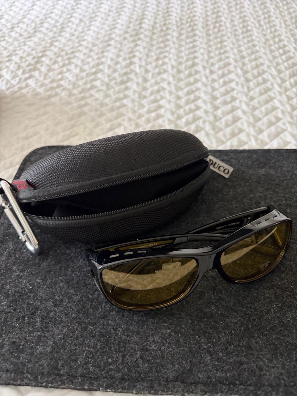 Men's Duco Black Sunglasses with Amber Lenses and Protective Case